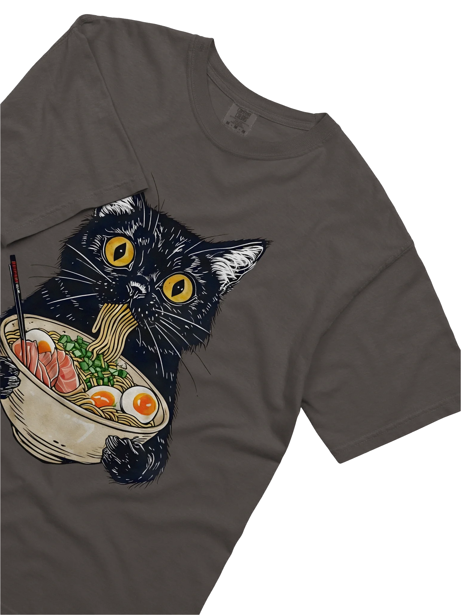 Ramen Eating Black Cat T-Shirt – Relaxed Fit Heavyweight Unisex Cotton T-Shirt product image (15)