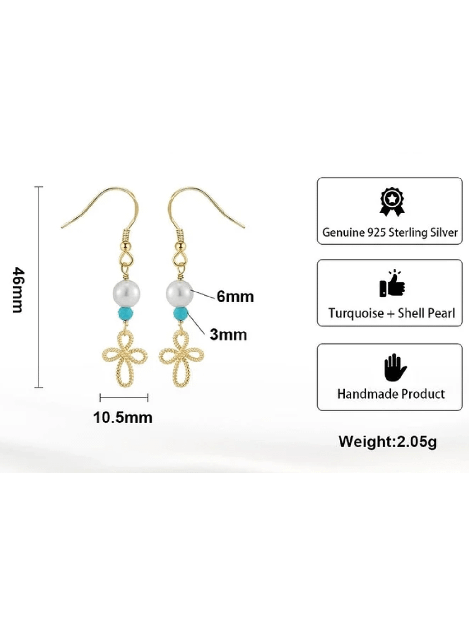 Turquoise & Pearl Drop Cross Hook product image (3)