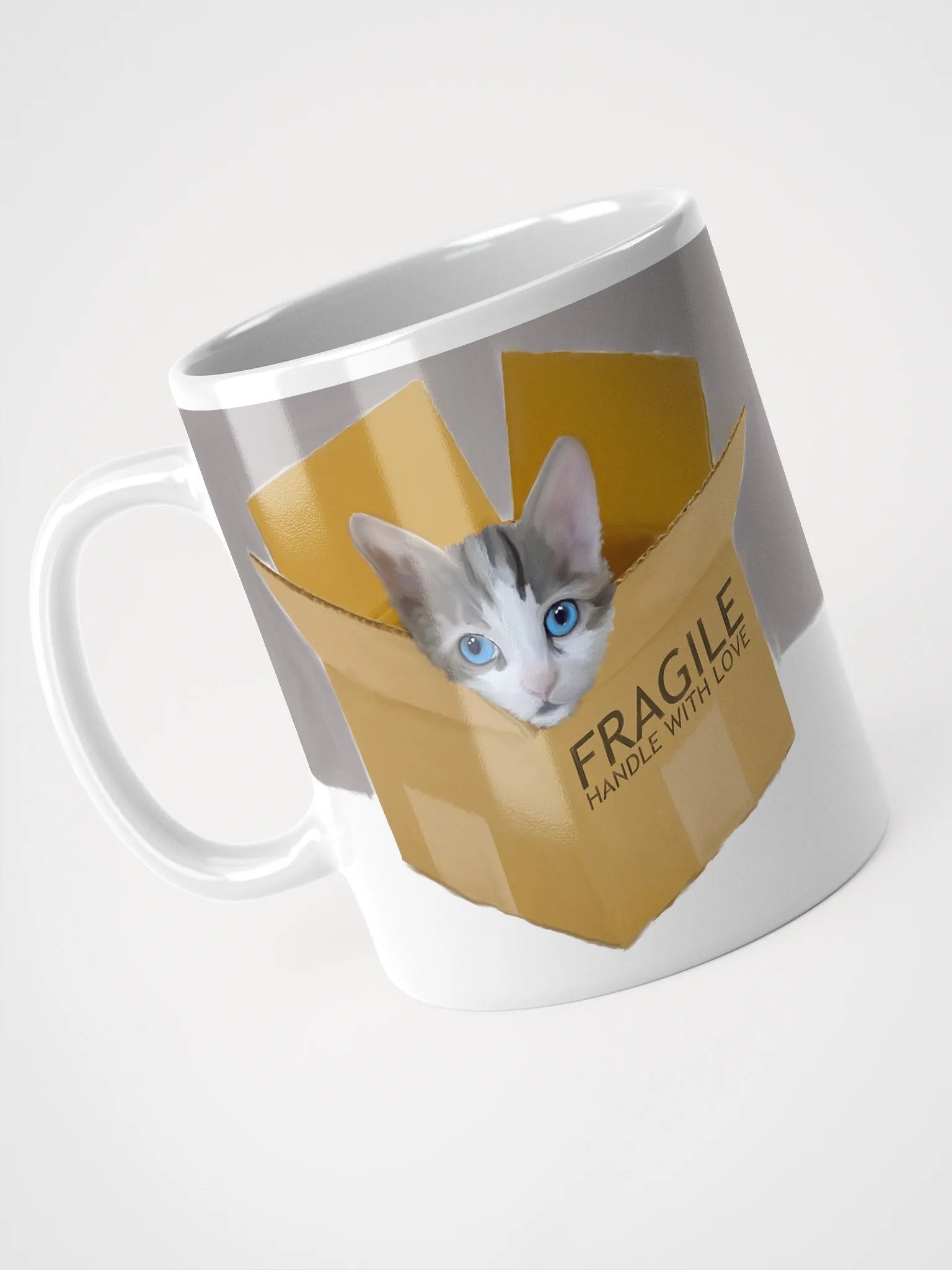 Handle With Love White Kitten Mug product image (6)