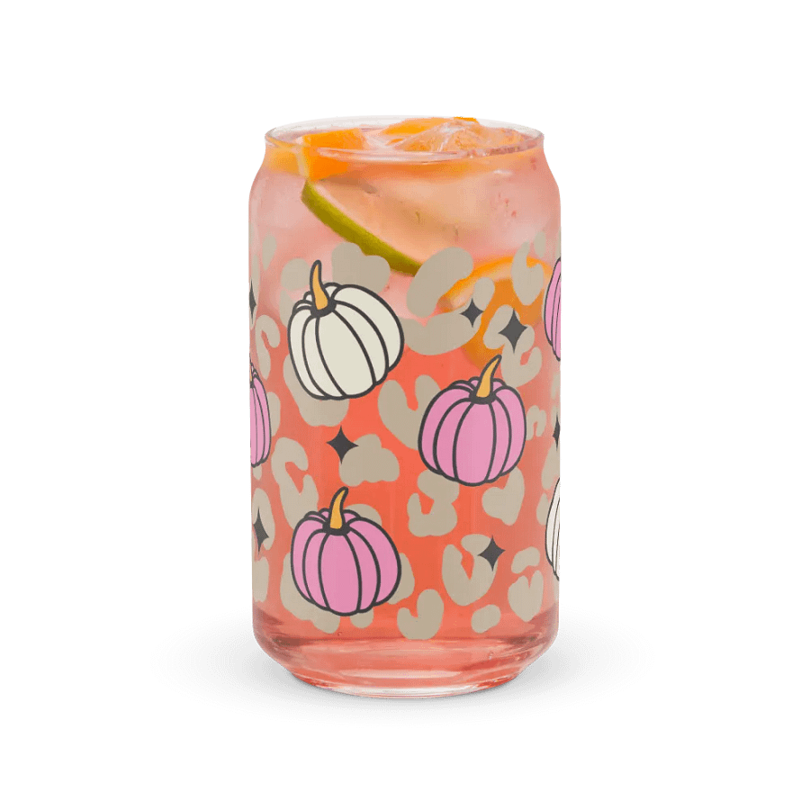 Pink Starry Pumpkin Can Glass, Wood Cover and Metal Straw product image (7)