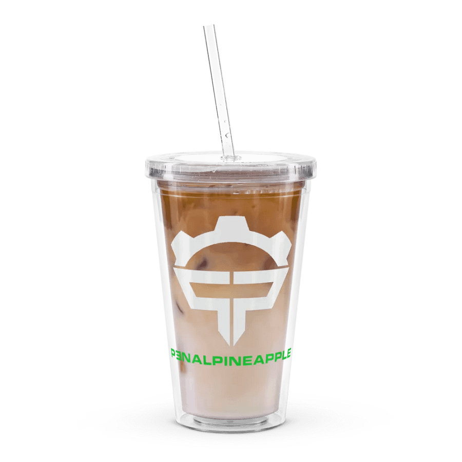 P3nAlPineapple - White Logo Double Wall Clear Plastic Tumble (16oz) product image (8)