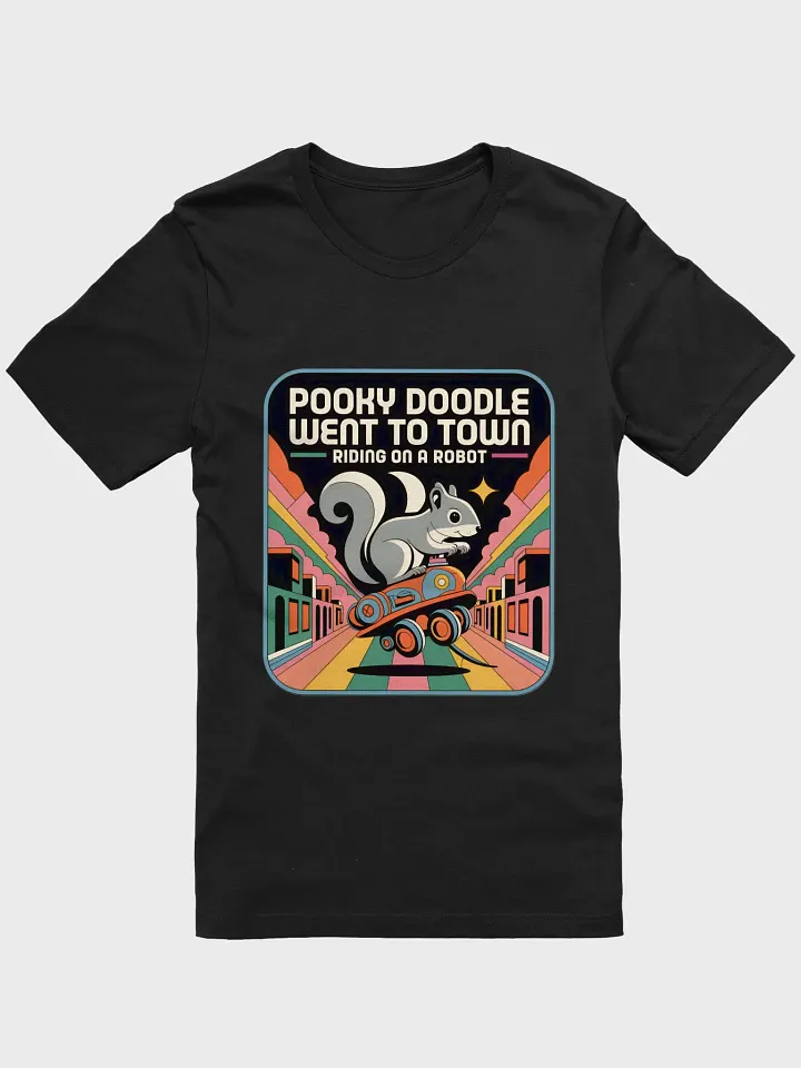 Super Soft and Flattering Tee: Pooky Doodle Went to Town, Riding on a Robot product image (1)