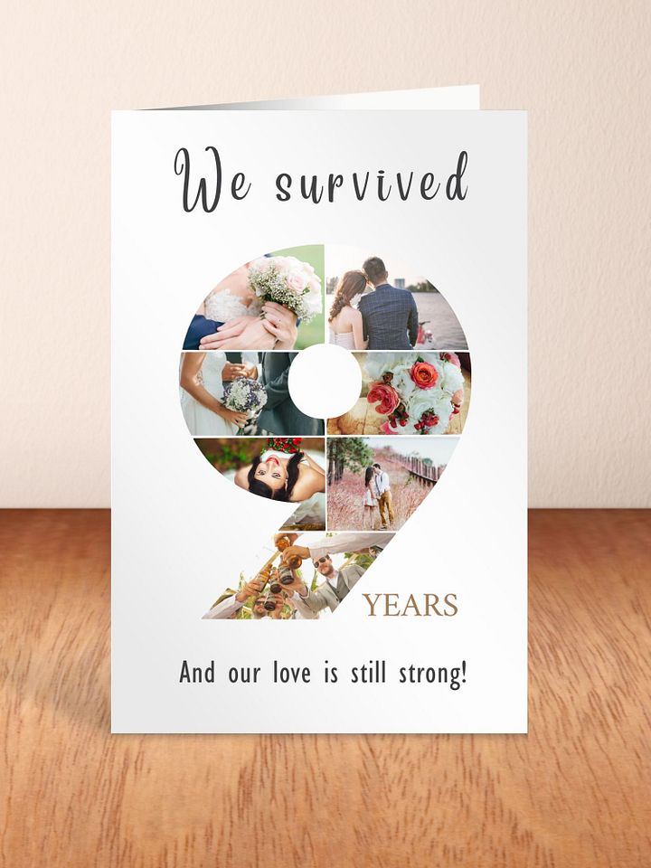 9 Year Anniversary Photo Card Editable Canva Template product image (2)
