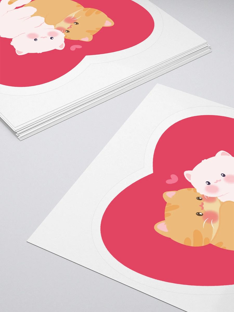 Heart Orange & White Cat Vinyl Sticker product image (4)