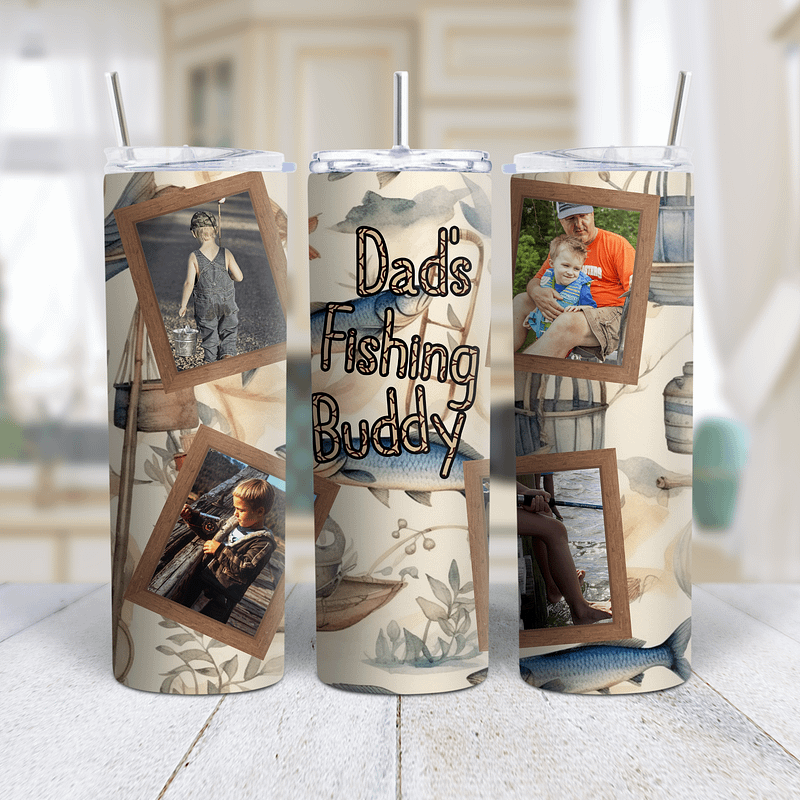Dad's Fishing Buddy Skinny Tumbler Wrap