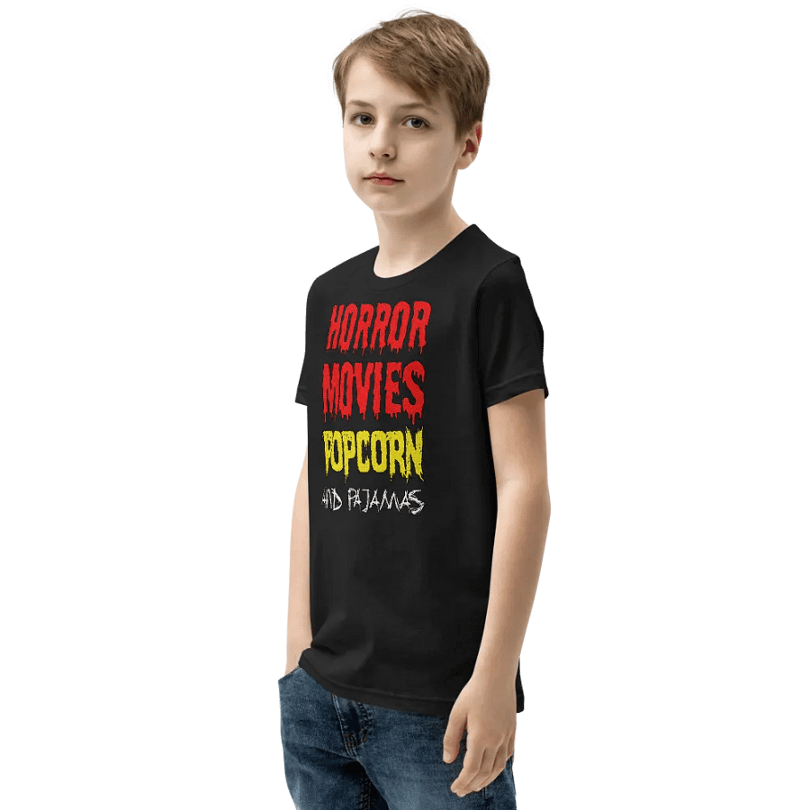 Horror Movies Popcorn And Pajamas T-Shirt For Kids product image (3)