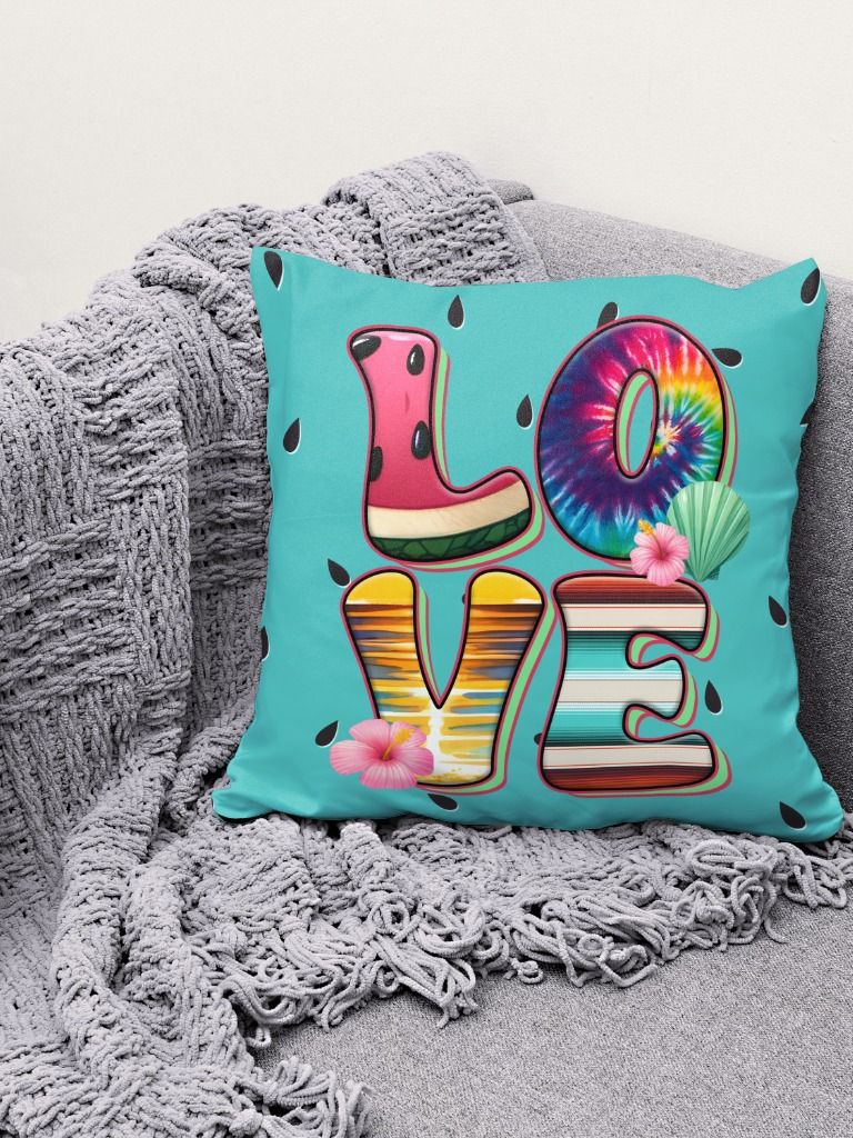 Vibrant Teal Love Pillow product image (1)