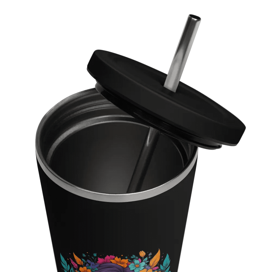 Bloomcore Flower Girl 20 oz Tumbler Cup - Black - Insulated Tumbler with a Straw - v2 product image (11)