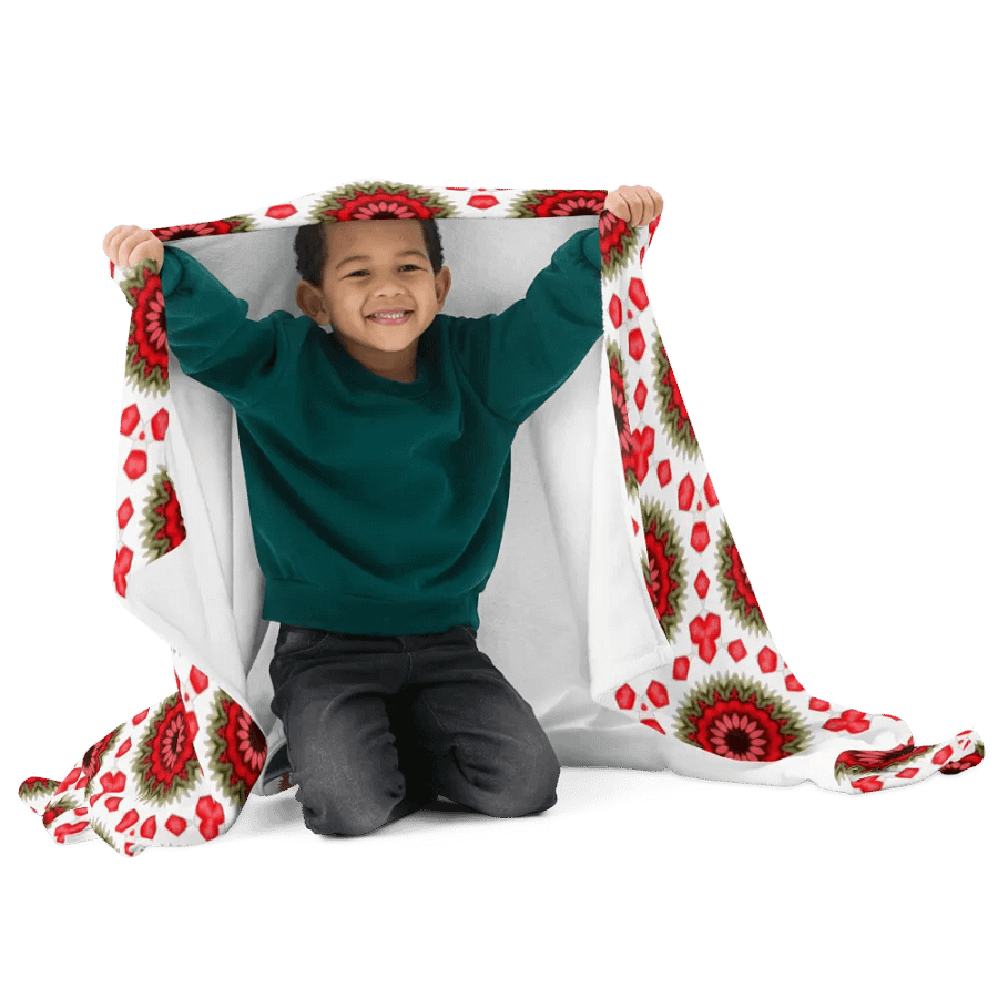 Red Green & White Daisy Floral Seamless Pattern Throw Blanket product image (11)