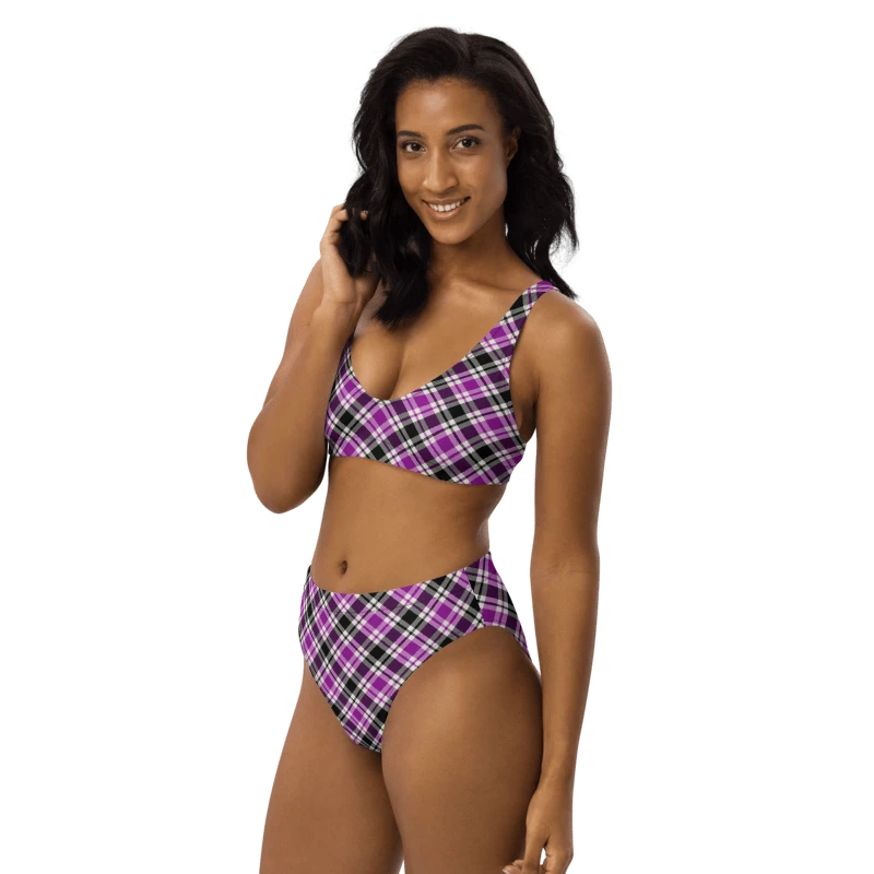 Purple, Black and White Plaid Bikini product image (3)