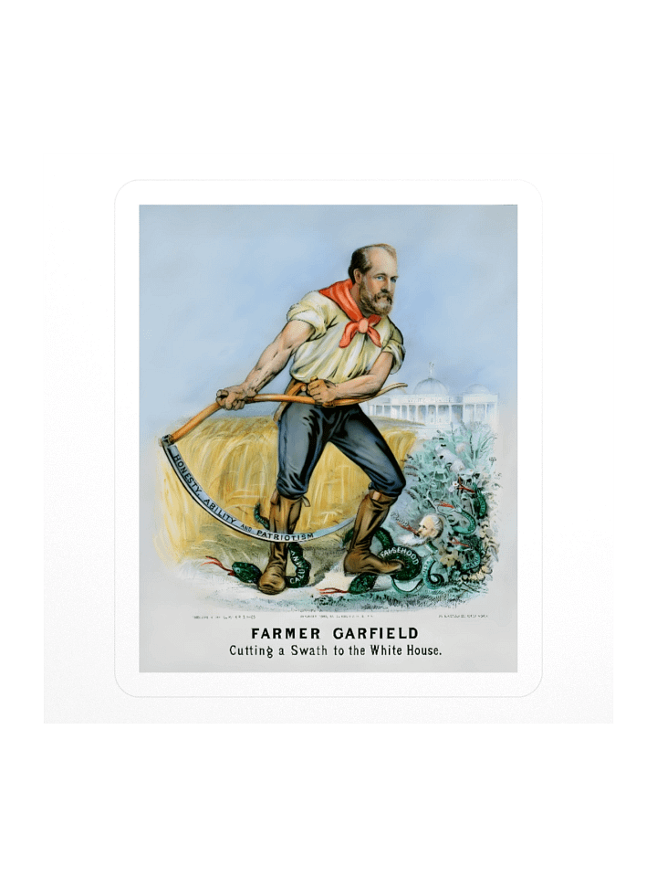 James Garfield For President 'Farmer Garfield' Sticker product image (2)