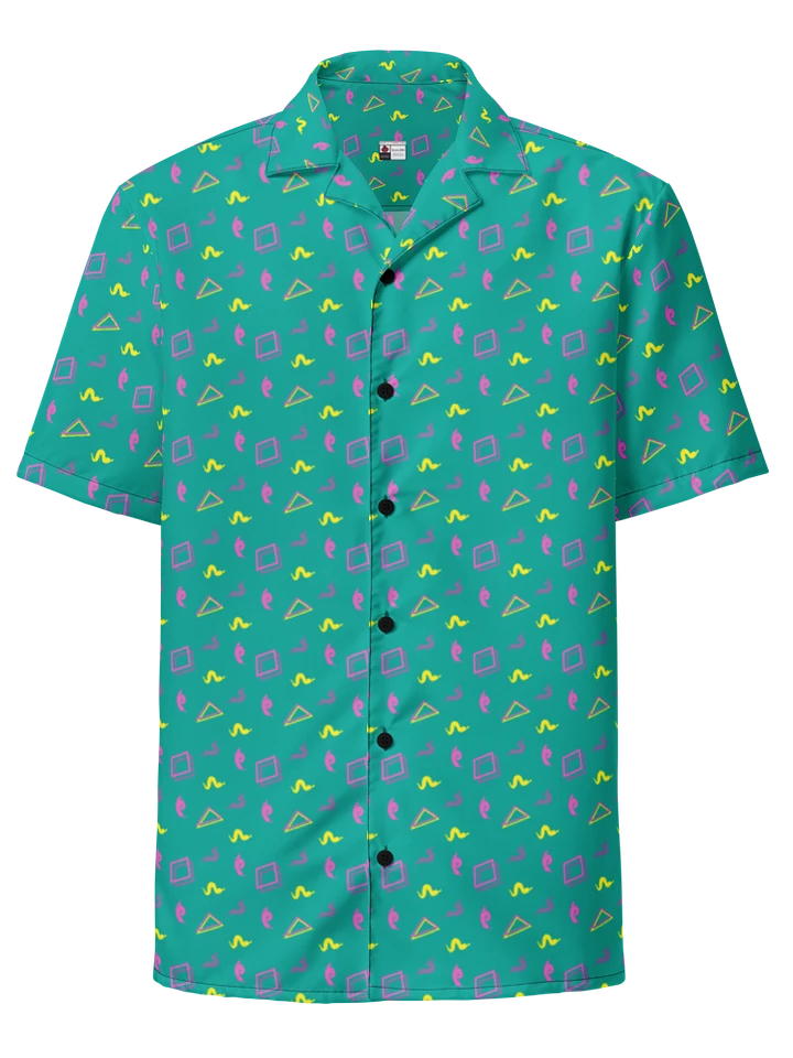 Oh Worm teal pattern button down shirt product image (1)