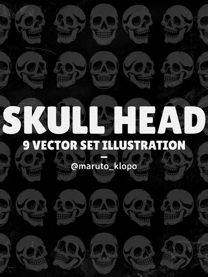 Free Skull Head Illustration Pack – High-Quality Freebies product image (1)