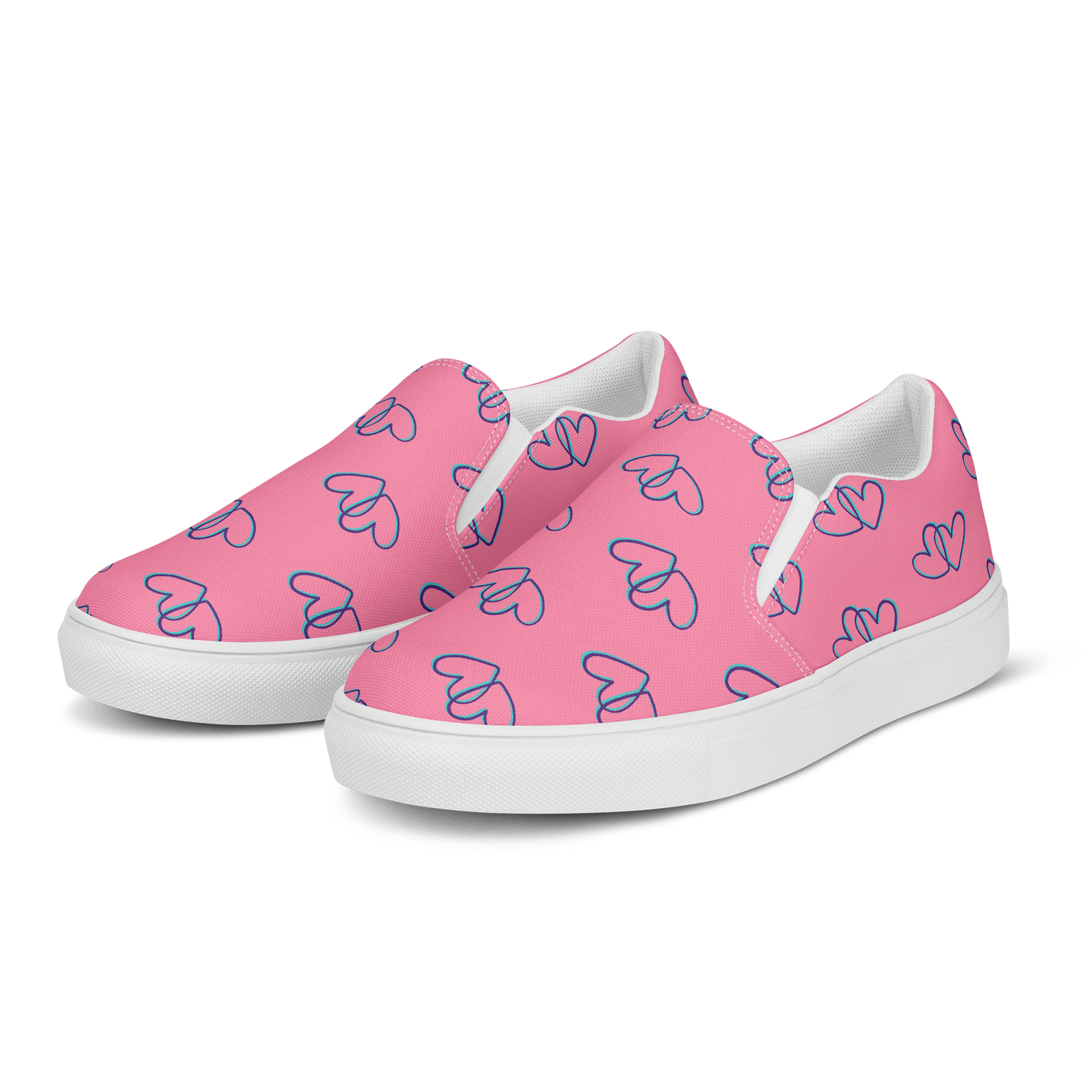 Pink Heart Men's Canvas Slip-On Shoes product image (3)