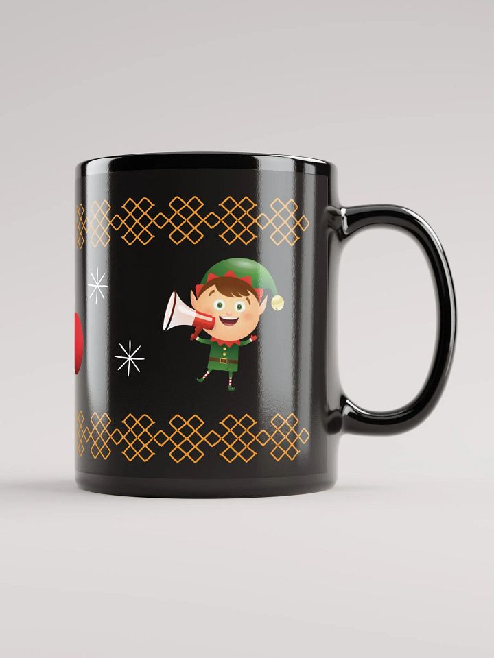 santa claus golden border shiny black mug product image (1)