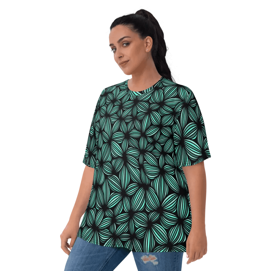 Weirdly Zen Tshirt - Green Flowers product image (9)
