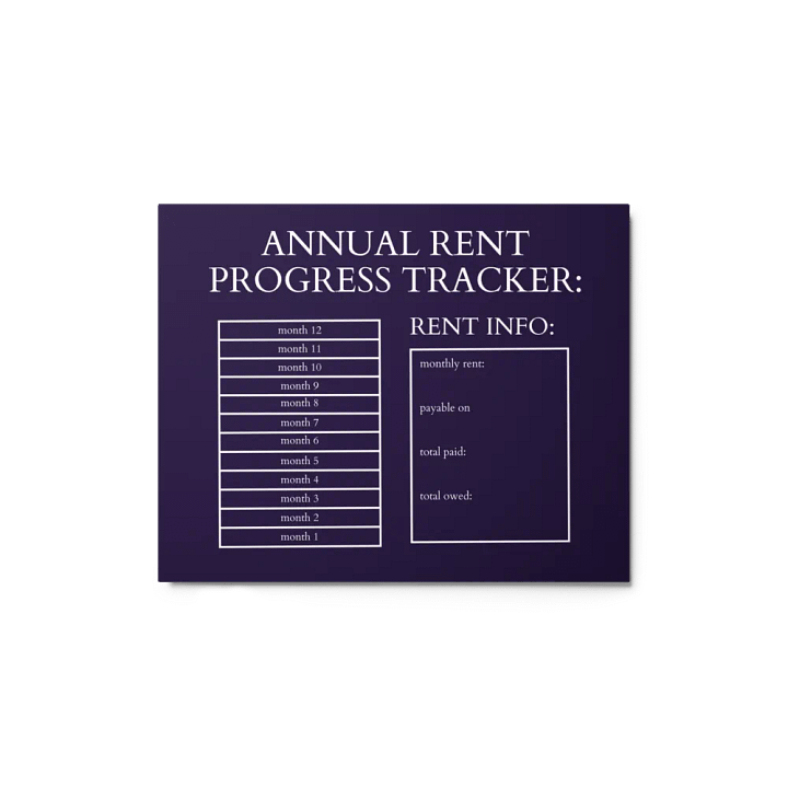 HIGHFALUTIN ANNUAL RENT TRACKER (white design 5) product image (1)