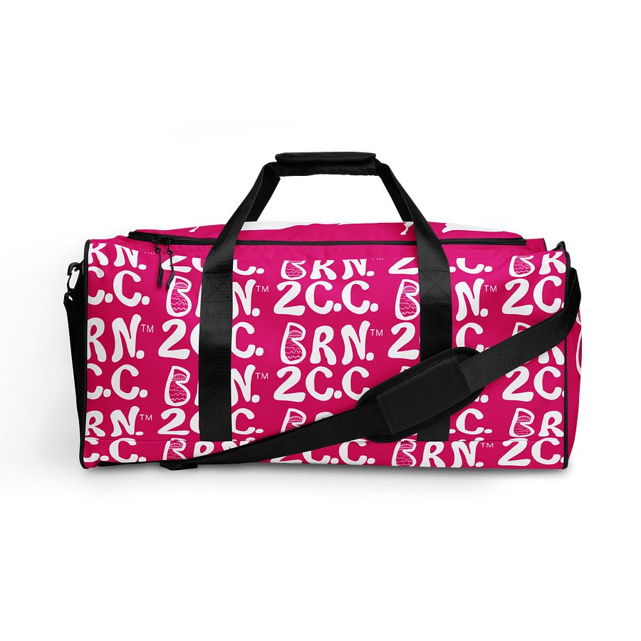 BOURNE to Cape Cod™ | Duffle Bag | BRN.2C.C.™ | Coastal Gym & Travel Gear | 22" All-Over Print Weekender | White Logos on Vibrant Pink product image (1)
