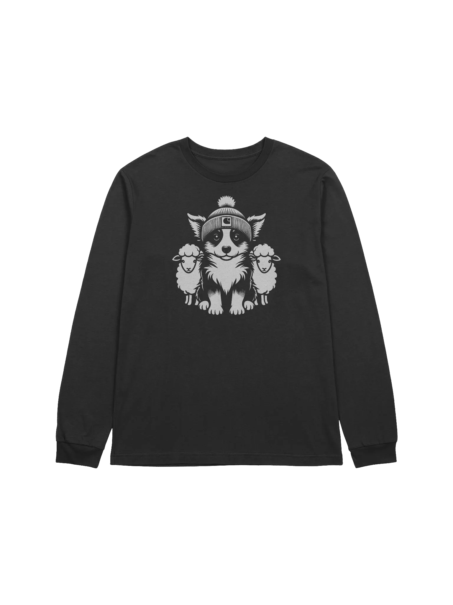 Cute Tricolor Border Collie with Sheep Long Sleeve T-Shirt product image (1)