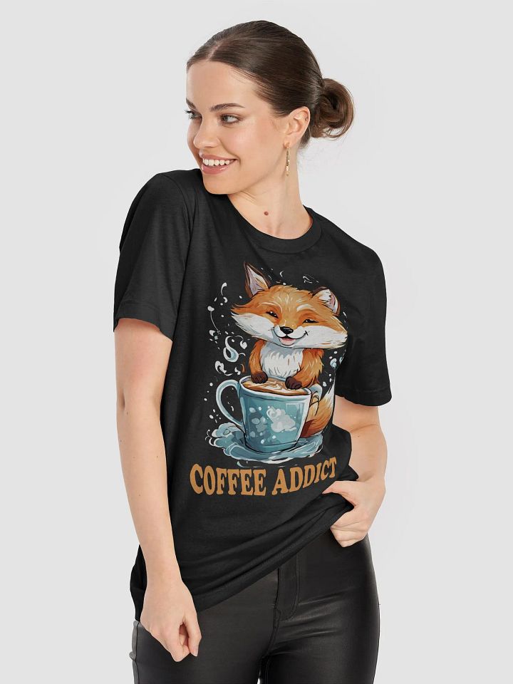 Coffee Addict Funny T-Shirt - Cute Fox Holding Coffee Cup - Perfect for Coffee Lovers product image (2)