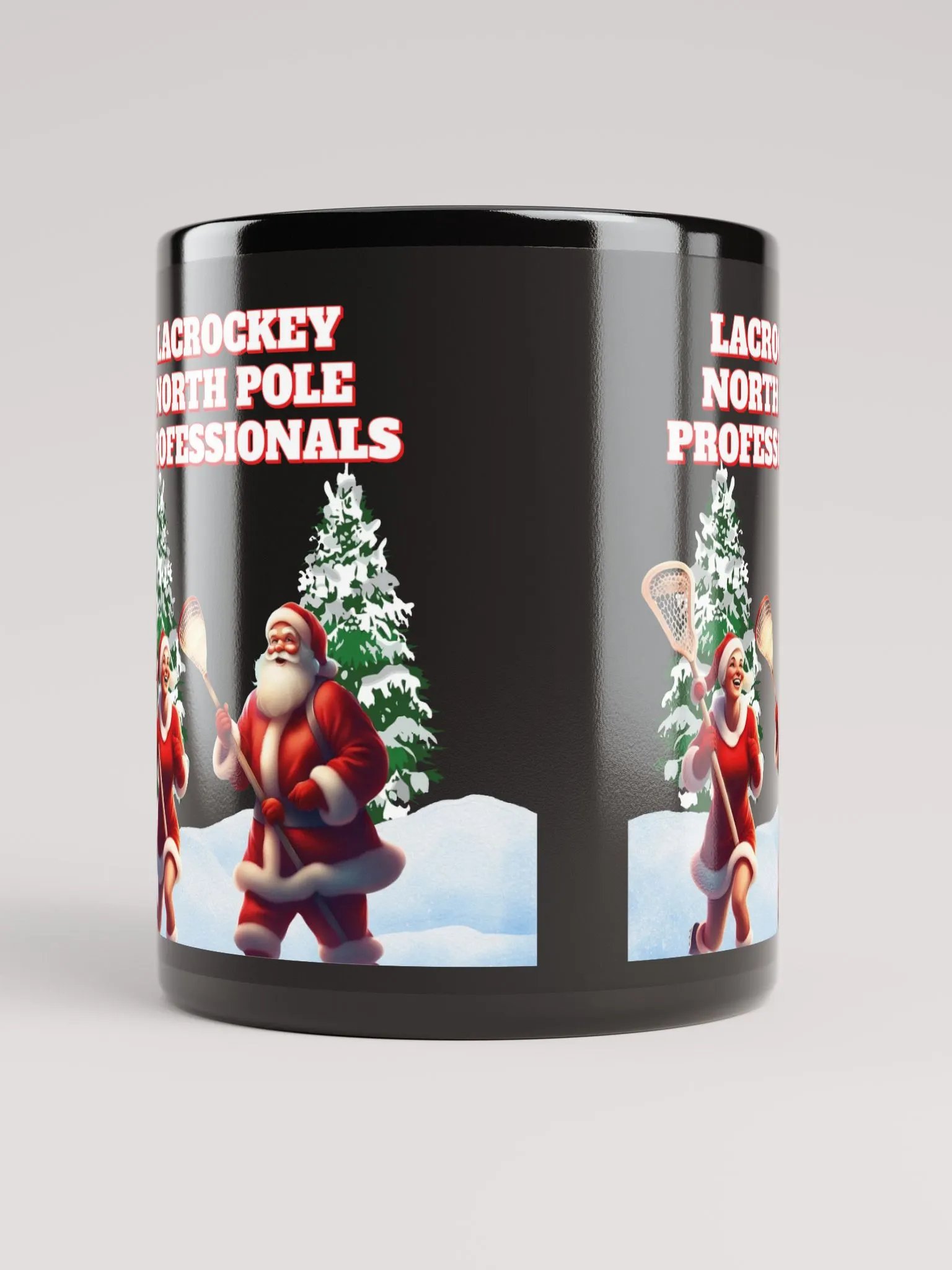 North Pole Lacrockey - Mr and Mrs Claus Black Mug product image (9)