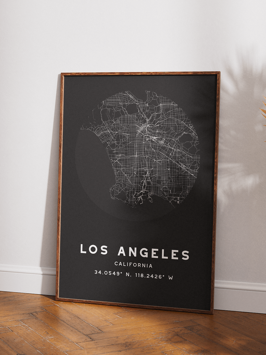 Los Angeles Street Map Poster – Black Minimalist Circular City Art product image (3)