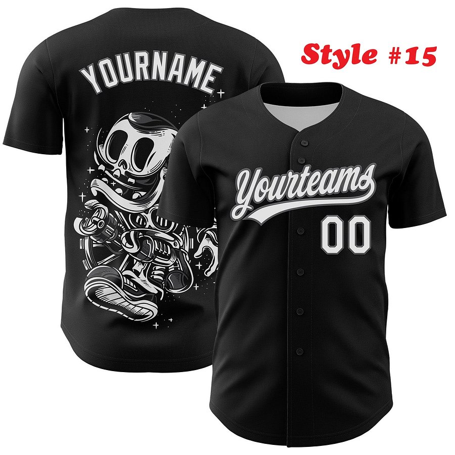 Authentic Baseball Jersey, Custom Baseball Jersey, Personalized Sport Jersey, Colorful, Number, 3D Skull product image (186)