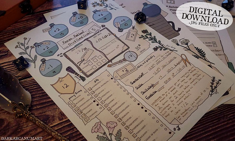 The Botanist - Digital Hand-drawn Character Sheet product image (2)