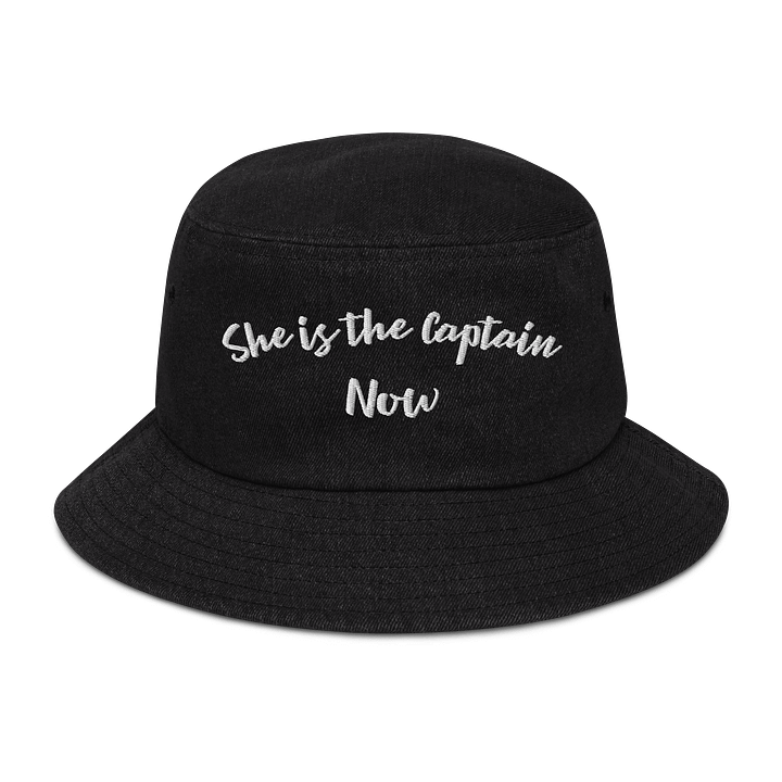 She is the Captain Now Embroidered Denim Bucket Hat product image (1)