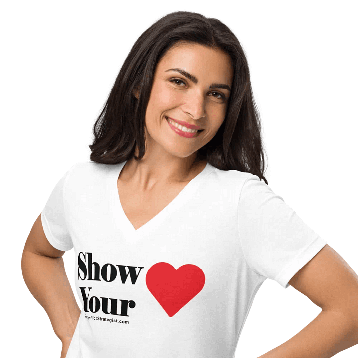 Show Your Heart - Women's V-Neck T Shirt - White product image (1)