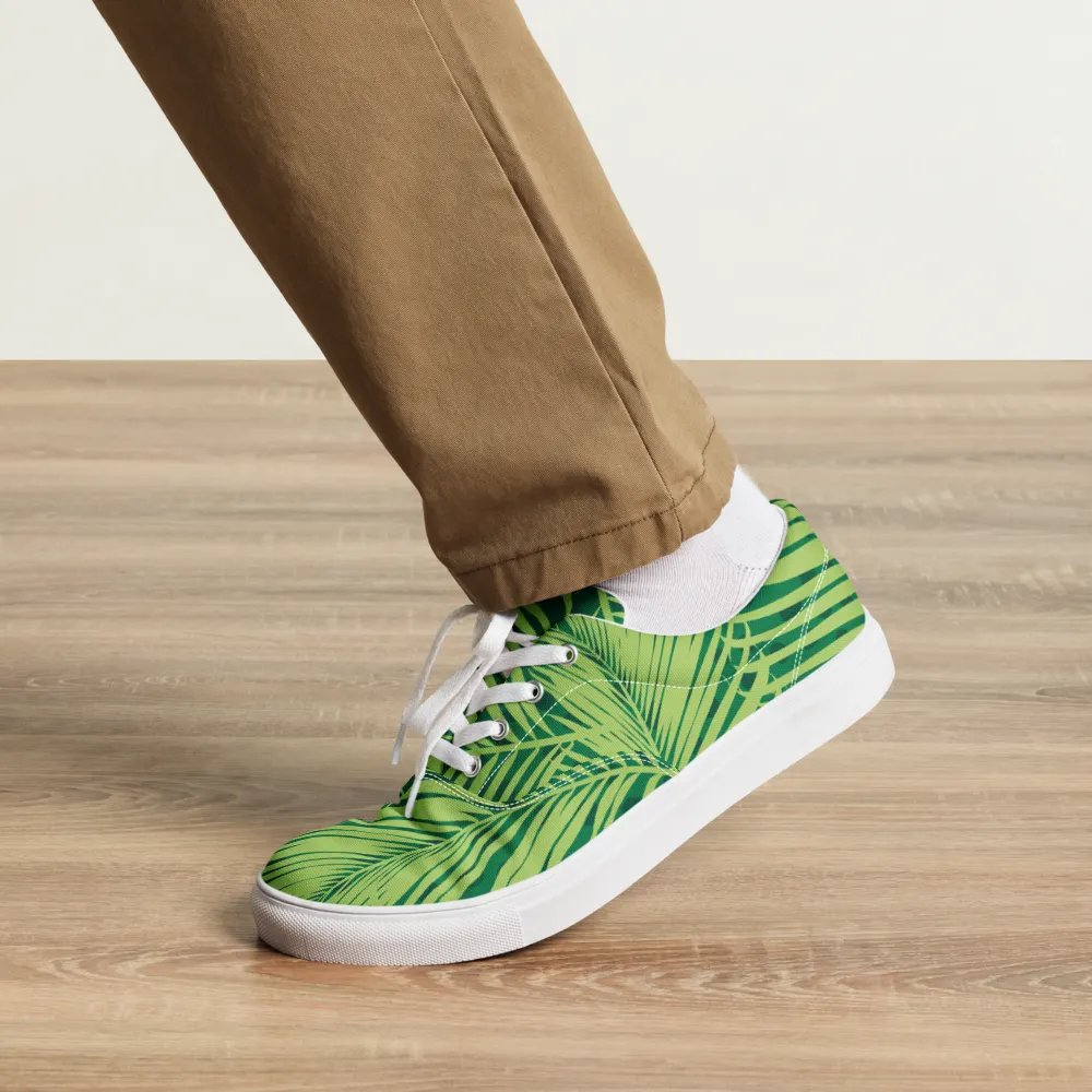 Tropical Palm Leaves Men's Lace-Up Canvas Shoes product image (5)