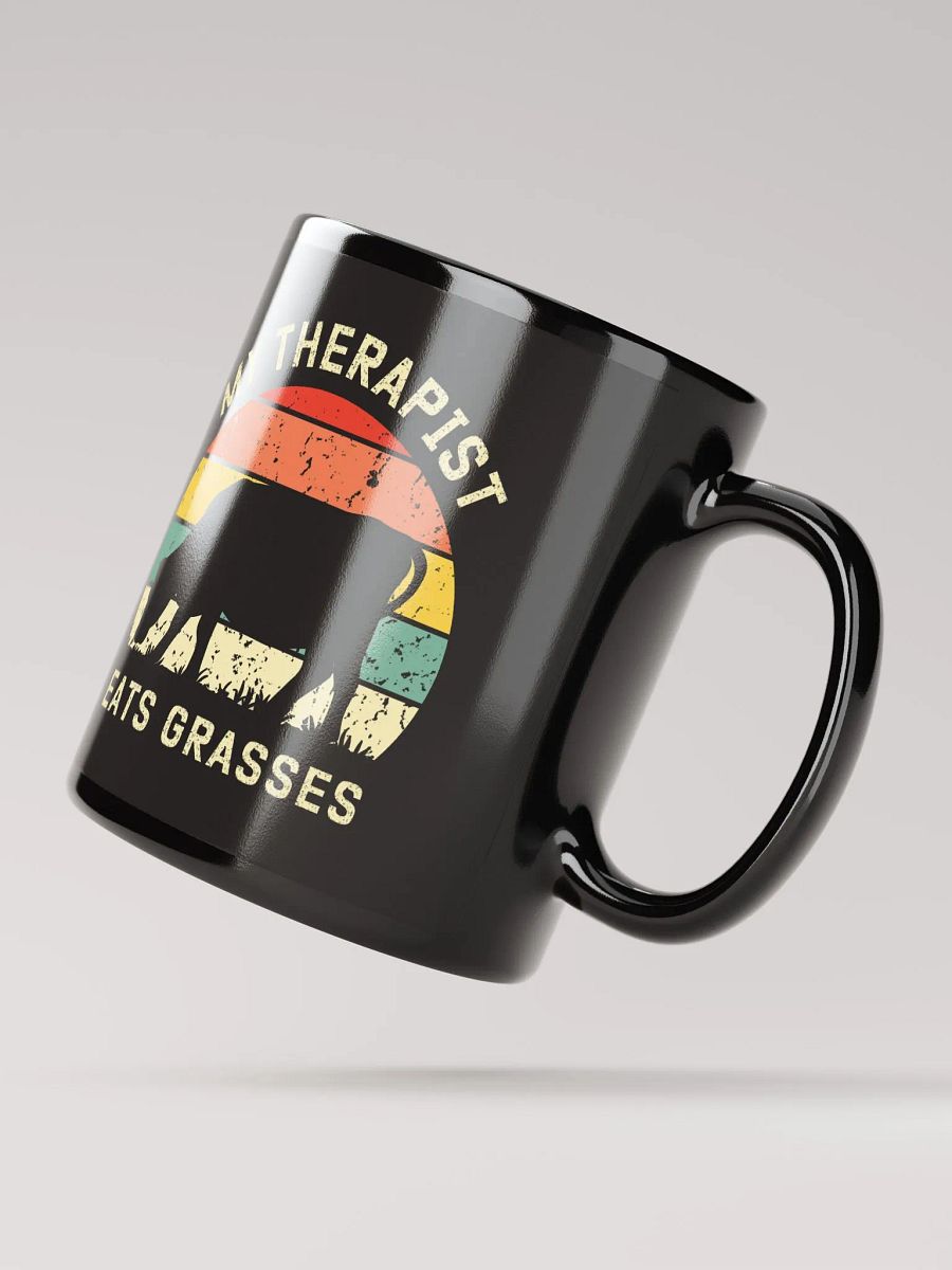 "My therapist grasses-cow" black glossy mug. product image (3)