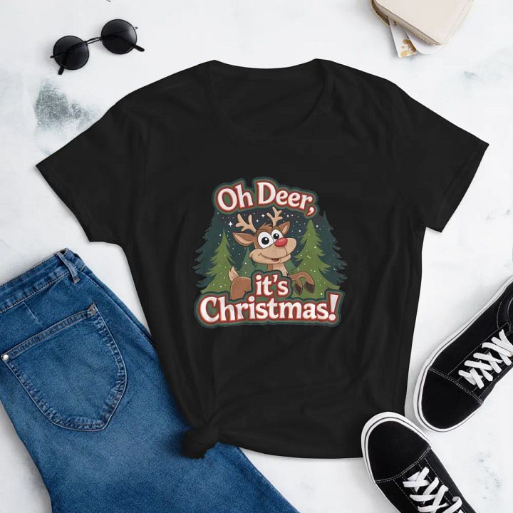 Oh Deer Christmas Women's Tee product image (9)