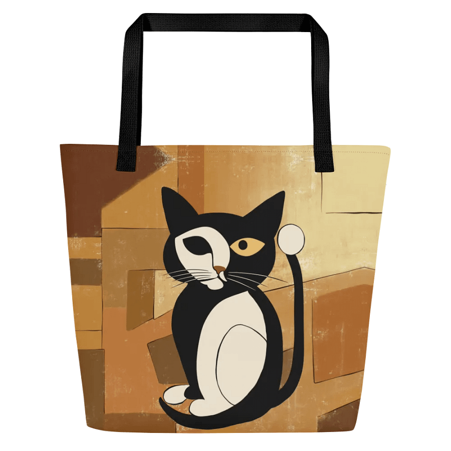 Hand-drawn Brown Abstract Black Cat Bag product image (2)