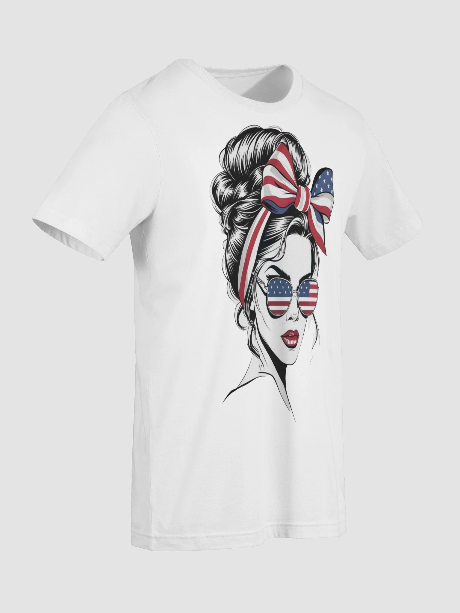 Patriotic Chic Sunglasses & Bow Illustration T-Shirt product image (5)