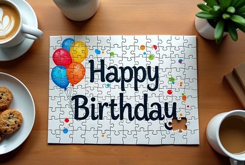 Birthday card for perfectionists 🧩🎂 Part of the Awkward Wishes series, this nearly completed puzzle spells ‘Happy Birthday’—e...