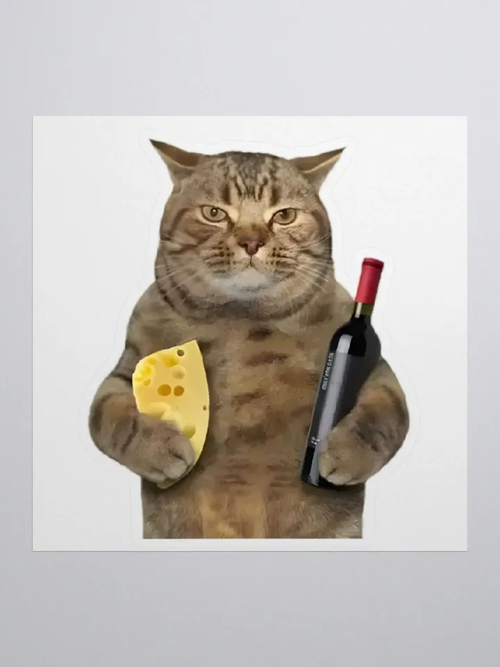 Kiss Cut Stickers: Meme Cats cheese and wine product image (1)