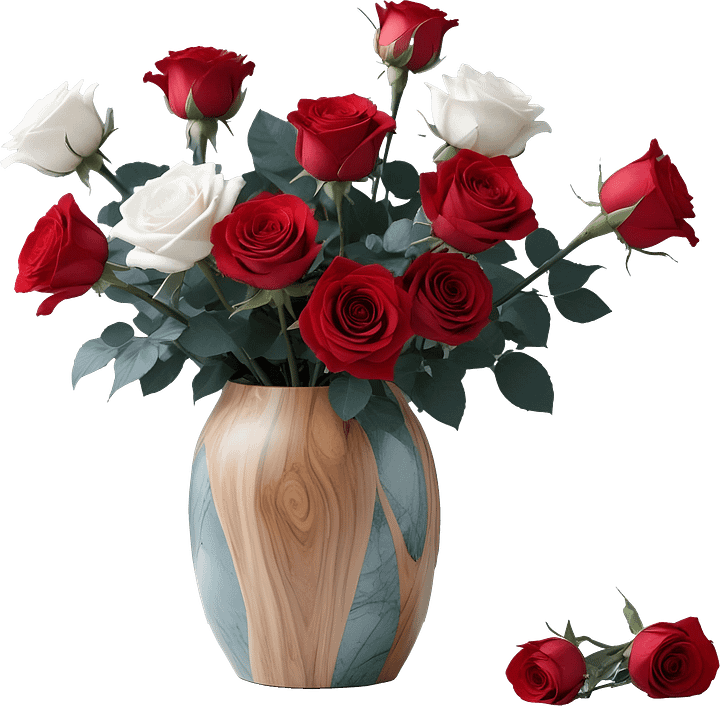 Eternal Romance – Natural Elegance Rose Vase PNG product image (1)