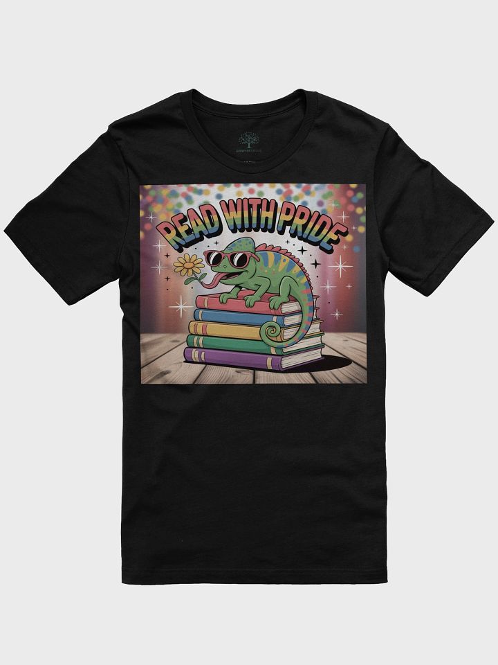 Read With Pride: Chameleon Book Lover Unisex T-Shirt product image (2)