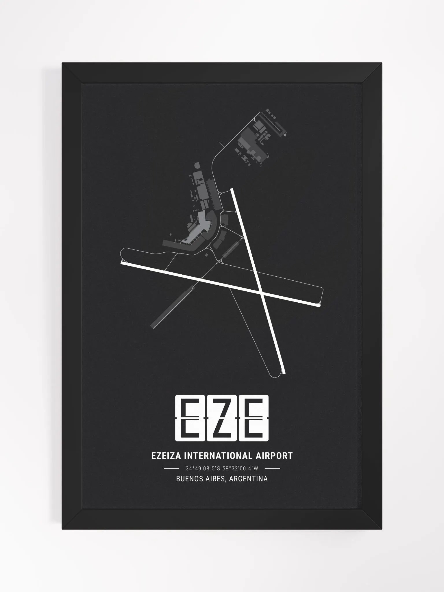 Framed Airport EZE Premium Map On Matt Paper product image (1)