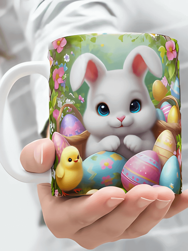 3D Easter Bunny Mug Wrap – Realistic Rabbit Sublimation PNG Design – Fits 11oz & 15oz Mugs – Festive Holiday Look – Instant Digital Download – 300 DPI product image (1)