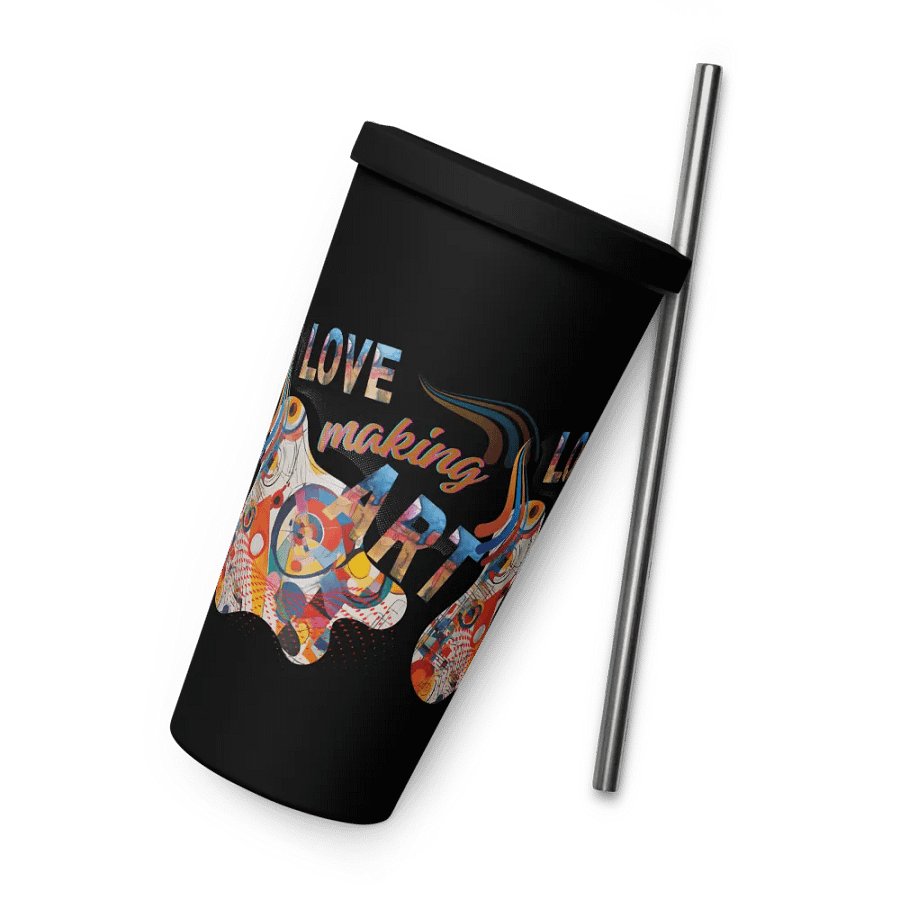 Insulated  tumbler Kadinsky inspired colorful design for the artist. 'Love making art'  Perfect gift for mom, dad, son, daughter colleague, friend who loves arty things product image (9)