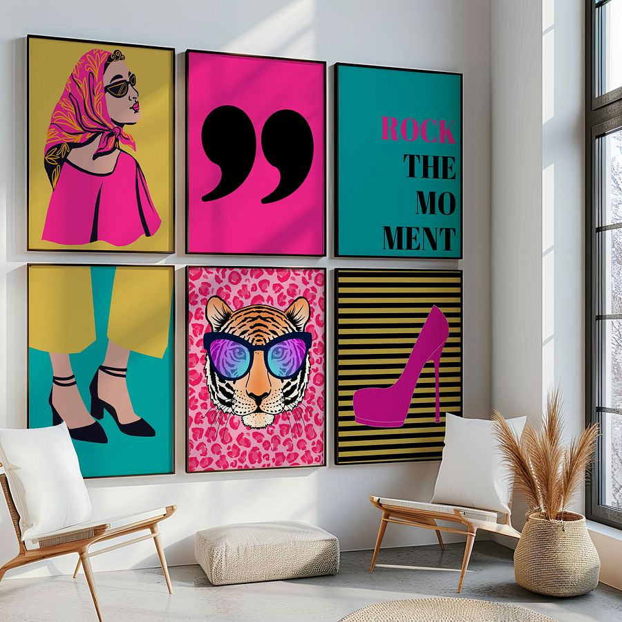 Rock The Moment Retro Gallery Wall Set of 6 DIGITAL Prints product image (1)