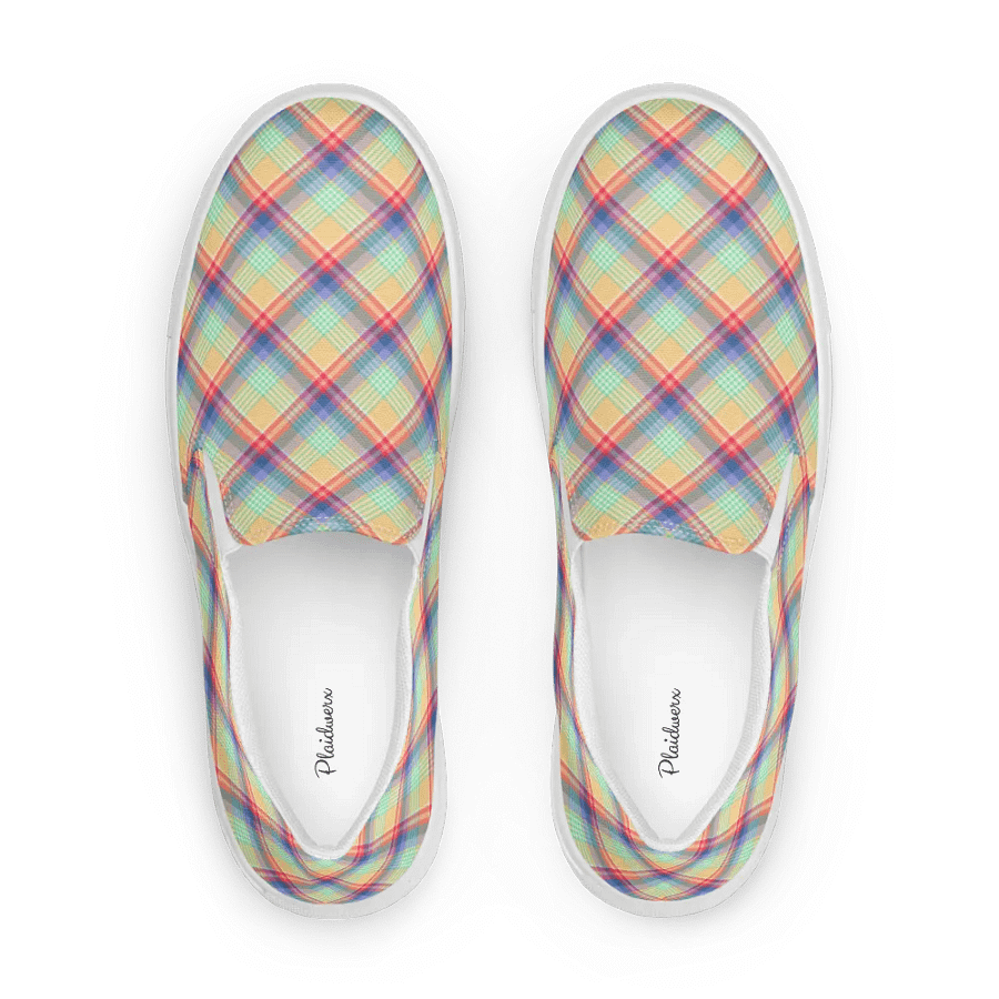 Bright Pastel Plaid Women's Slip-On Shoes product image (1)