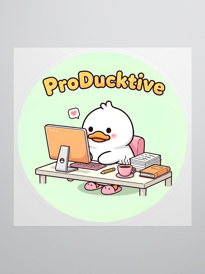 Cute "ProDucktive" Duck Sticker - Gamer & Study Buddy Decal | Laptop & Planner Decor product image (1)