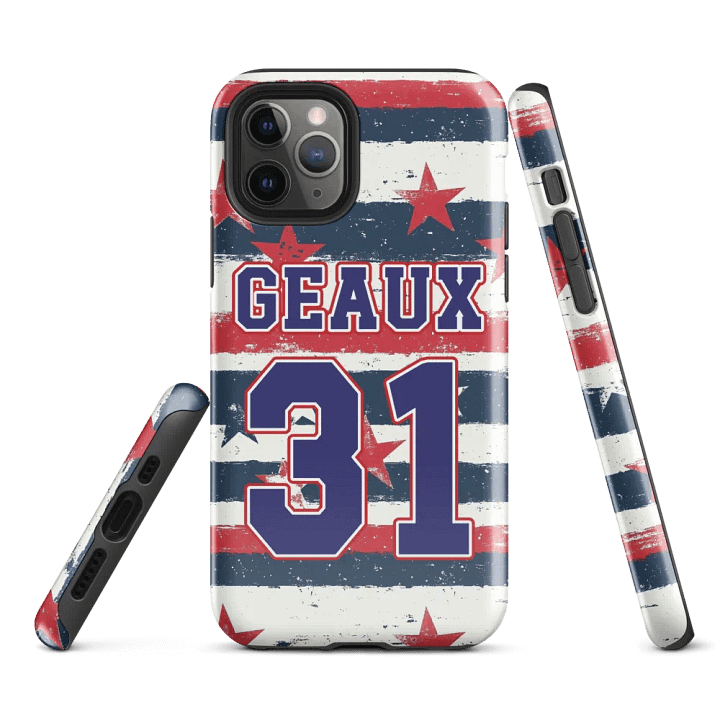 Geaux 31 - Vintage Stars & Stripes Pattern iPhone Layered Case product image (2)