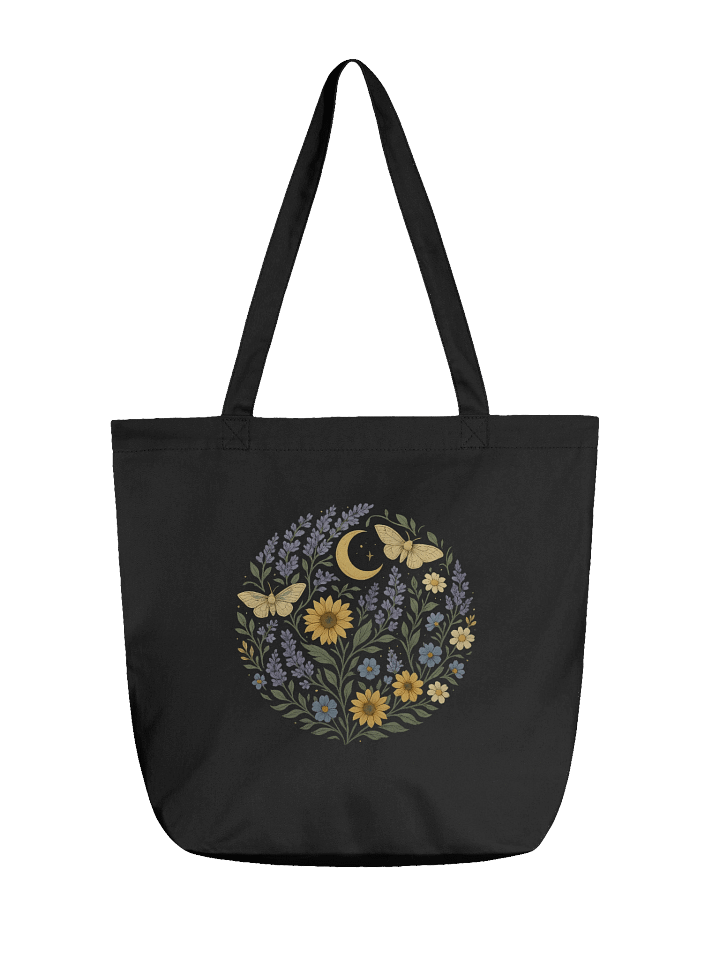 Cottagecore Tote Bag With Moon And Wildflower Circle product image (1)