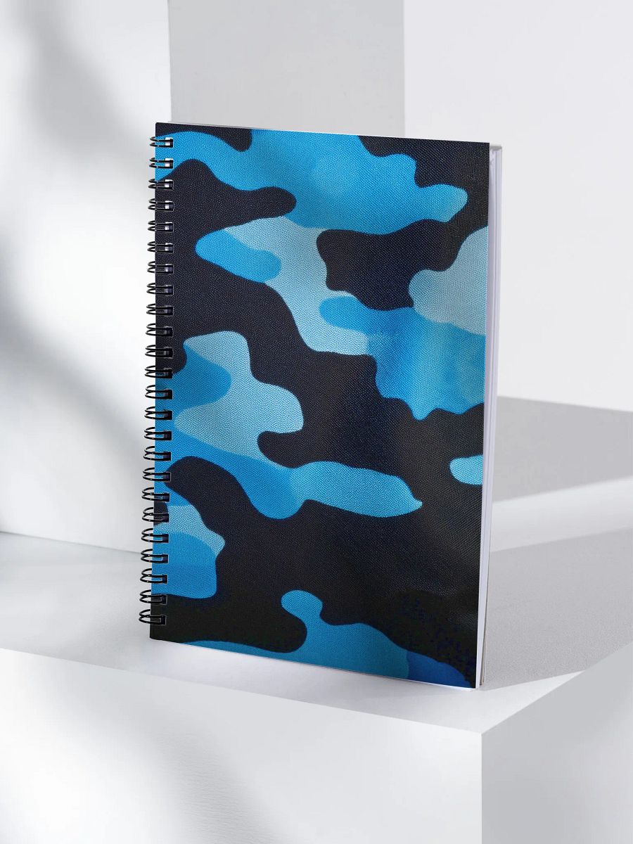 Spiral Notebook black and light blue camo product image (4)