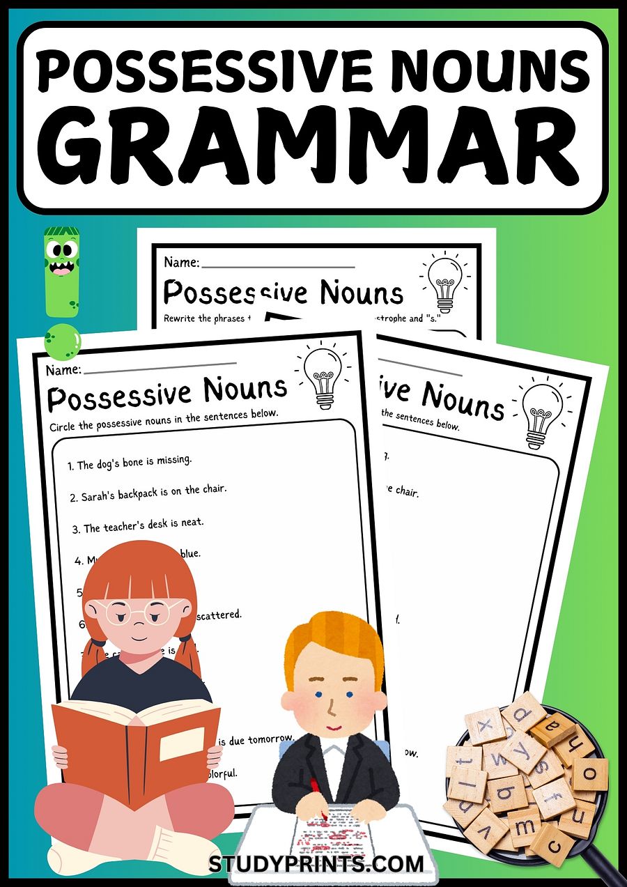 grammar possessive nouns worksheets Printable product image (1)