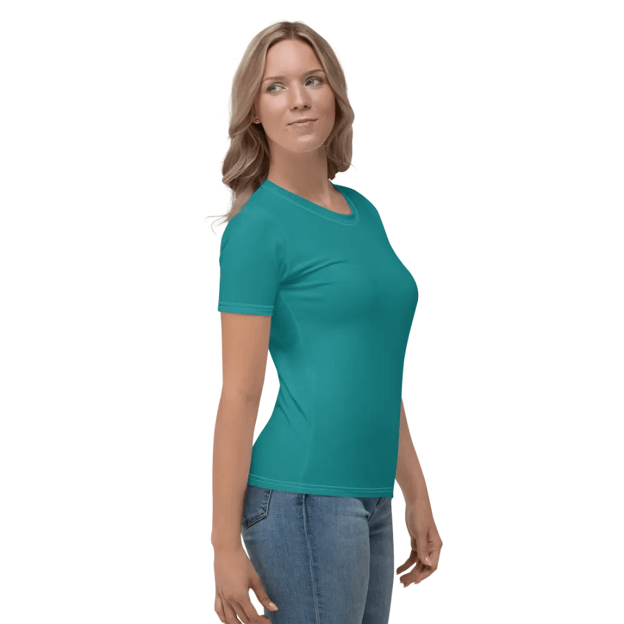 Plain Teal Green Light Summer Women's Crewneck Polyester Heavyweight Premium T-Shirt by Treasure Pie product image (2)